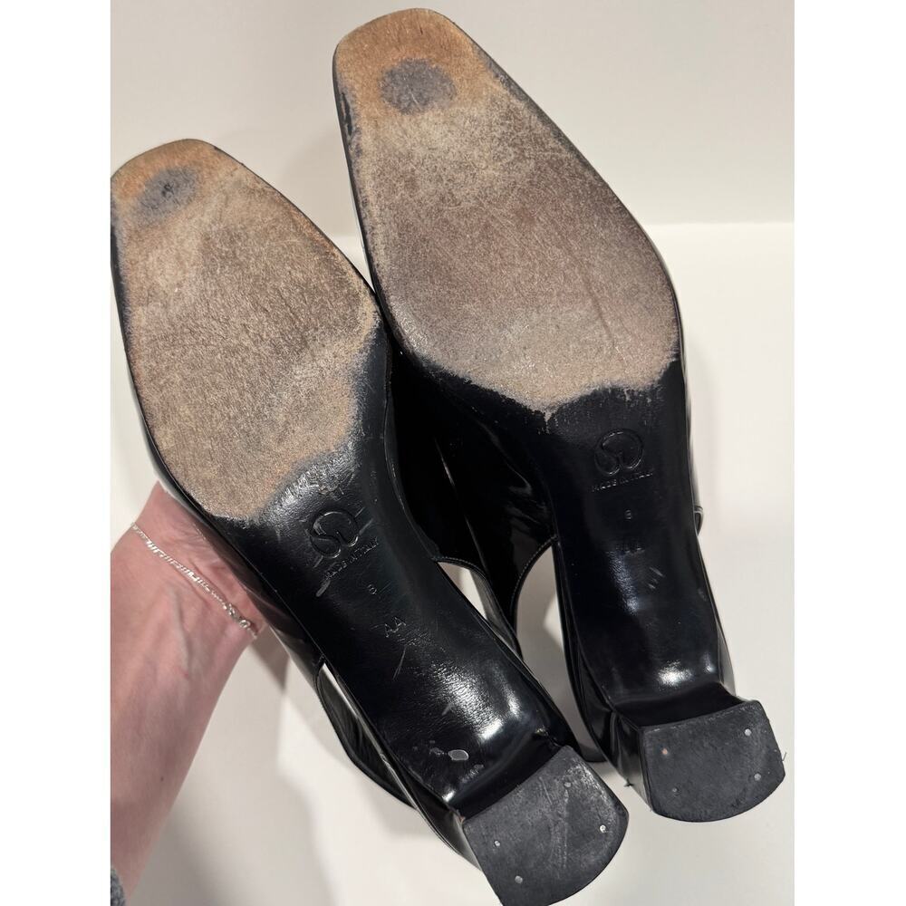 ST. JOHN Patent Leather Heels Slingback Loafers w/ Gold Buckle Size 8 - Picture 5 of 6